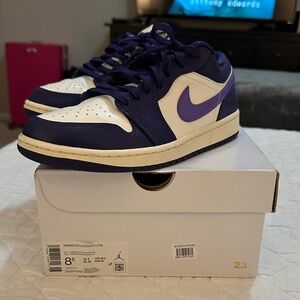 Nike Air Jordan Low Purple and White Sneakers